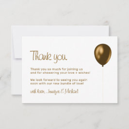 Tack för babyballong i bronsguld kort
