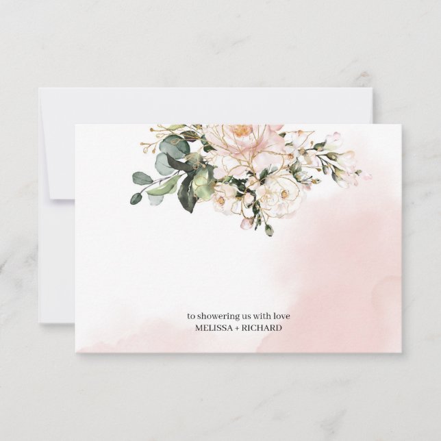 Tack för babyduschen, kort för  rosa guld (Framsida)