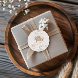 Tack för babykläder för Blommigt med grönt Runt Klistermärke