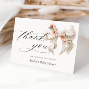 Tack för babykläder för Eleganten blommigt Bow Kort