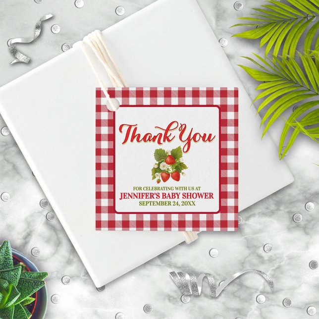 Tack för babykläder för jordgubbstam gåvor etiketter (Skapare uppladdad)