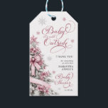 Tack för babykläder för Rosa i Winter Julgran Presentetikett<br><div class="desc">Lägg till en snygg och hjärtfull beröring till dina favoriter med Märkrna Tack Gift för babykläder på Winter Julgran. Med en mjuk bakgrund för rosa som är försedd med elegant Julgranar är dessa märkre det perfekt sättet att visa uppskattning för dina gäster. Perfekt för en vinterdusch eller en julomgiven babydusch...</div>