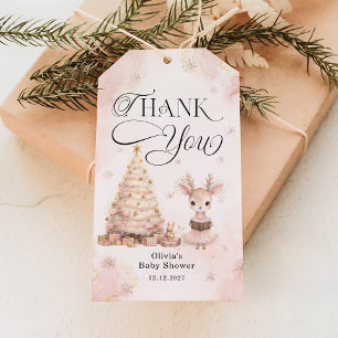 Tack för babykläder för Winter Flicka Hjort Presentetikett