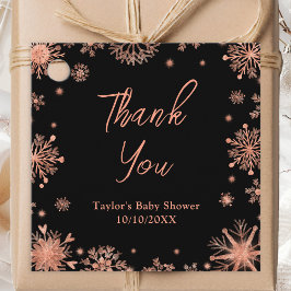 Tack för babykläder i ro Guld Snöflingor Gåvor Etiketter