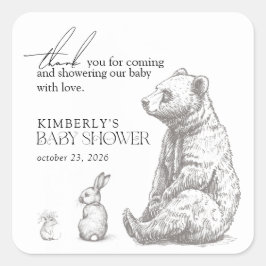 Tack för babyskor för antika skogsdjur fyrkantigt klistermärke