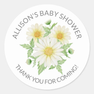Tack för babyskor för Blommigt av färsk Daisy Runt Klistermärke