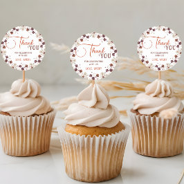 Tack för babyskor för elegantens Blommigt Runt Klistermärke