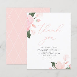 Tack för babyskor för  Rosa Blommigt Kort