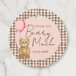 Tack för babyskor för Rosa Nalle Gåvor Etiketter