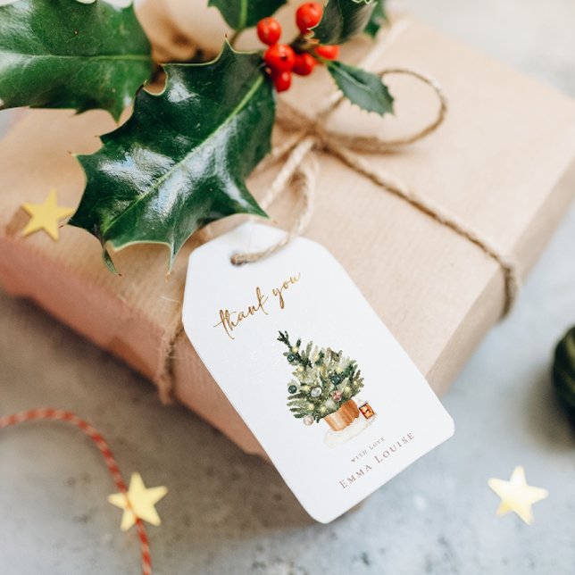 Tack för babyskor för Winter Julgran Presentetikett (Skapare uppladdad)