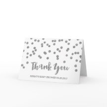 Tack för babyskor i silver Confetti