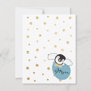 Tack för babyskor, "Penguin Blue/Guld" Kort