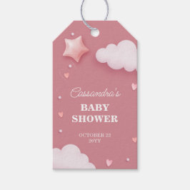 Tack för babyvisningsprogram för rosa molntema presentetikett