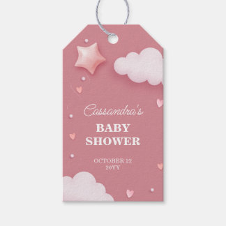 Tack för babyvisningsprogram för rosa molntema presentetikett