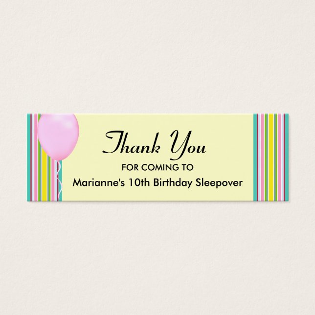 Tack för Balloon Himlar Litet Visitkort (Framsidan)