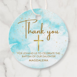 Tack för Baptism för Blåfärgsfärg Guld Kor Gåvor Etiketter