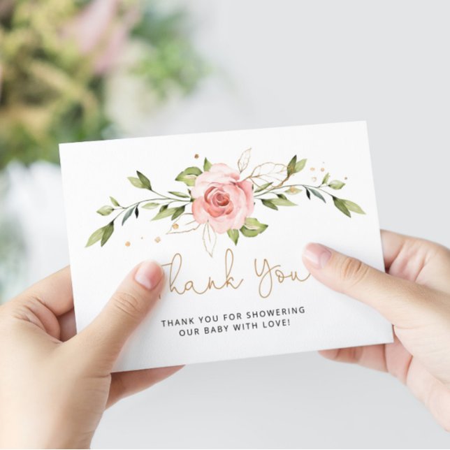 Tack för barnduschen  guld blommigt kort (Skapare uppladdad)