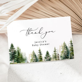 Tack för barnduschen i elegant i skogen gräs träd kort