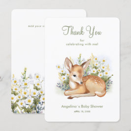 Tack för barnduschen. Kortet med en underbar fawn. Kort