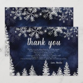 Tack för barnduschen Winter silver snö gräs Kort