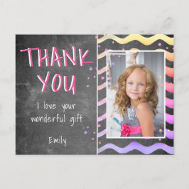 Tack för barnens Rosa Flickor med fotovykort Vykort