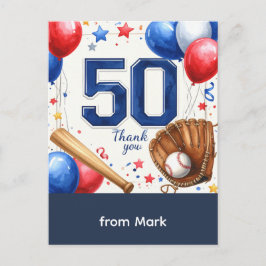 Tack för Baseboll 50-årsdag  Vykort