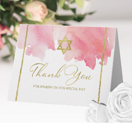 Tack för bat mitzvah vattenfärg | Rosa av Abstrakt Anteckningskort