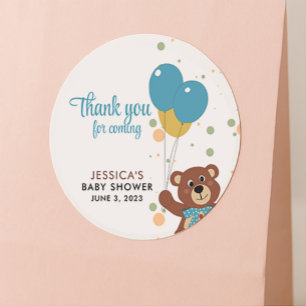 Tack för Bear Unge Pojke Blue Shower Runt Klistermärke