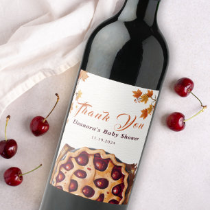 Tack för Bebisdusch för Paj i vattenfärg Cherry Vinflaska Etikett