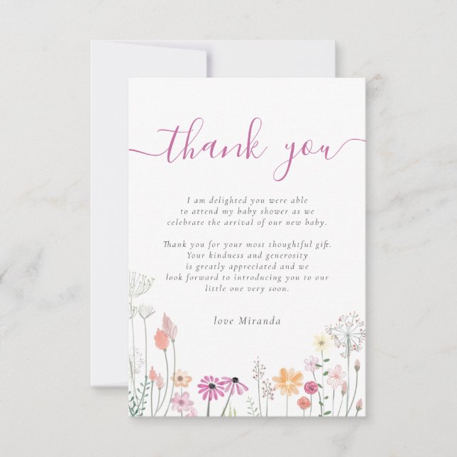 Tack för Bebisdusch för Wildblomma Blommigt (Framsida)