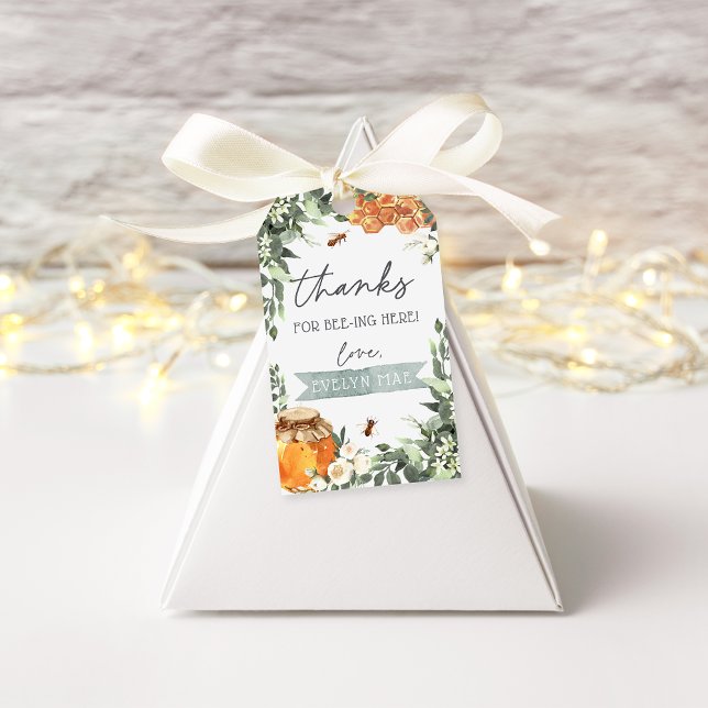 Tack för Bee-ing här | Tack-förmån Presentetikett (Skapare uppladdad)