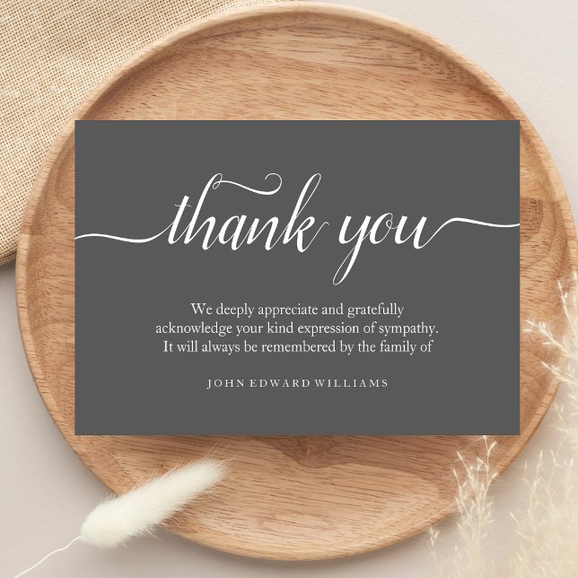 Tack för begravning Tack för kort Brevet Kondolean (Gray Sympathy Thank You Card)