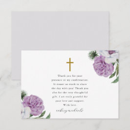 Tack för bekräftelse av Blommigt av söt Lila Kort