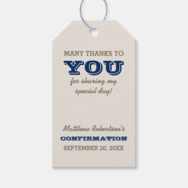 Tack för bekräftelse av marinblått och Silver Presentetikett