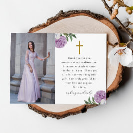 Tack för bekräftelse av söt Lila Blommigt Foto Kort