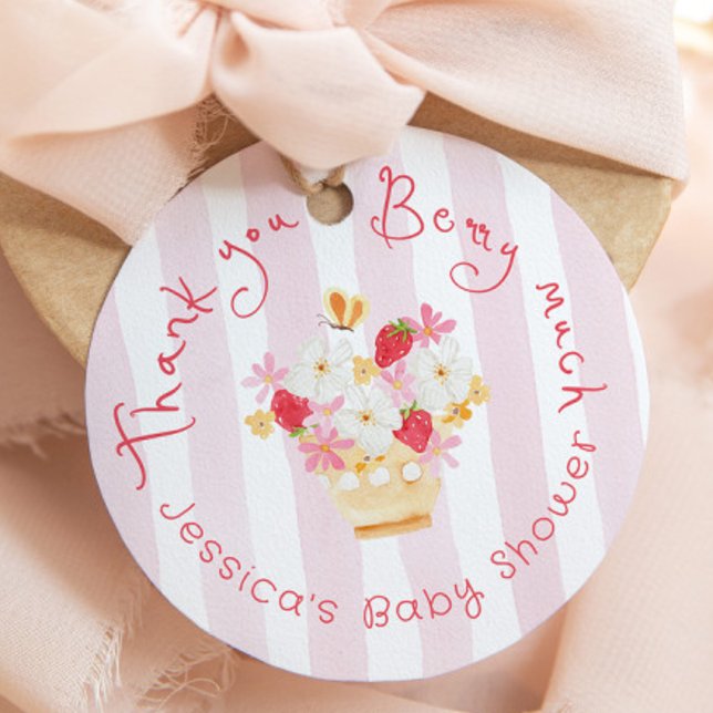 Tack för Berry Mo Whimsical Baby Shower Gåvor Etiketter (Skapare uppladdad)