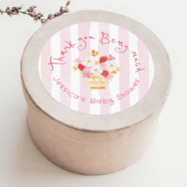 Tack för Berry Mo Whimsical Baby Shower Runt Klistermärke