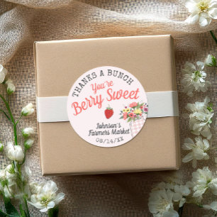 Tack för Berry Sweet Farmers Market Flicka Runt Klistermärke