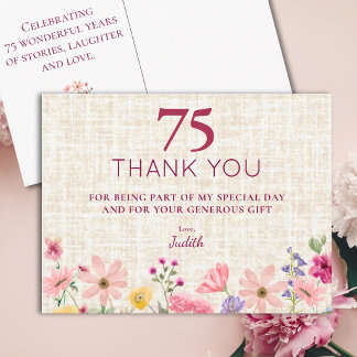 Tack för besök på 75-årsfirande med vilda blommor vykort