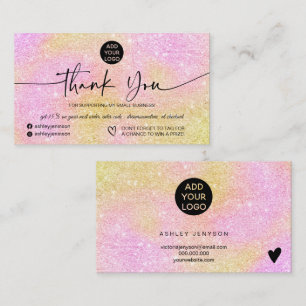 Tack för beställningen av rosa guld glitter logoty visitkort