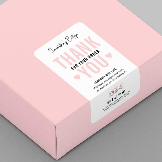 Tack för beställningslogotyp Feminint Rosa Förpack Fraktsedel (Skapare uppladdad)