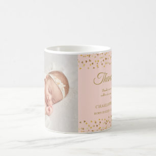 Tack för bild på babyflicka Rosa födelseannonserin Kaffemugg