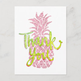 Tack för bilden av ananas vid rosa glitter vykort