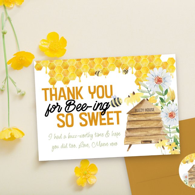 Tack för biodling så Sweet Beehive Honeycomb Kort (Had a buzz-worthy time? Say Thank you for bee-ing so sweet  with our cute, bee pun thank you cards.)