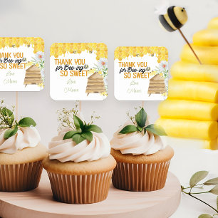 Tack för biodling så Sweet Honeycomb Beehive Fyrkantigt Klistermärke