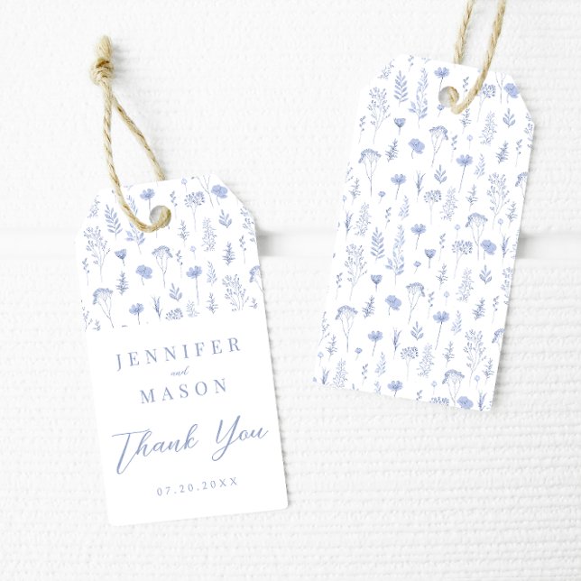 Tack för Blå blommigt bröllop, tack för att du ger Presentetikett (Skapare uppladdad)