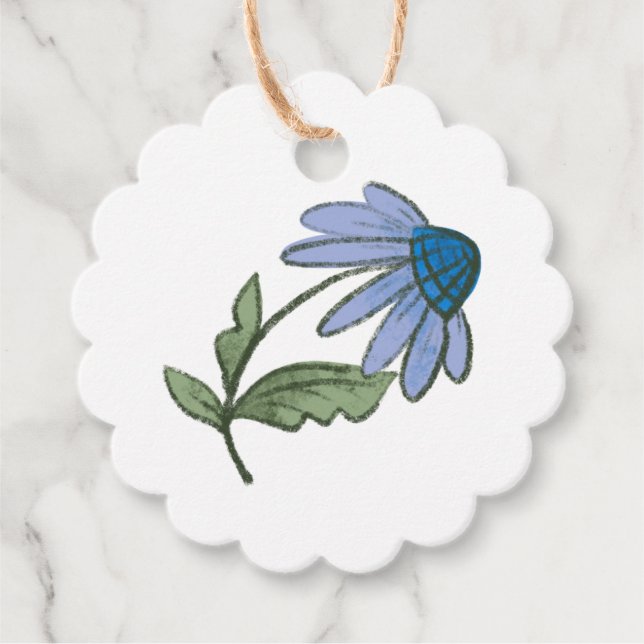 Tack för Blå och Grön Echinacea Gåvor Etiketter (Framsida)