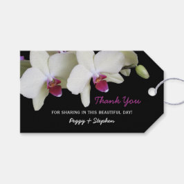 Tack för blek Gult, orchid Wedding Favor Presentetikett