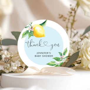Tack för blommig babyshower runt klistermärke