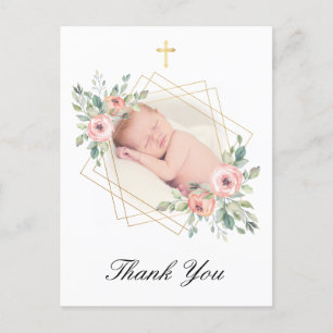 Tack för Blommigt av elegant Baptism Vykort
